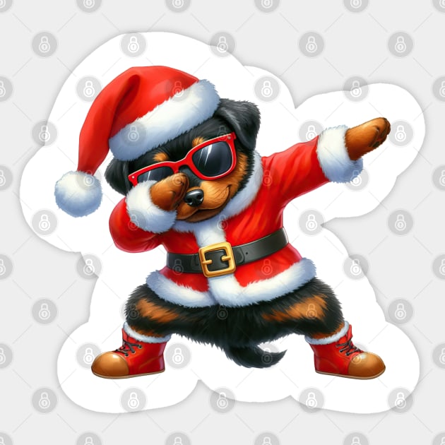 Christmas Rottweiler Dog Dabbing Dance Sticker by Chromatic Fusion Studio